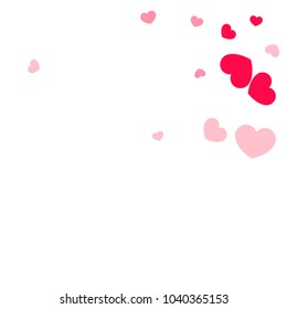 Pink Hearts Confetti Falling on White Background. Valentine's Day Pattern. Romantic Scattered Hearts Cute Texture. Love. Sweet Moment. Cards, Banners, Posters, Flyers, Sales, Brochure, Wallpaper.