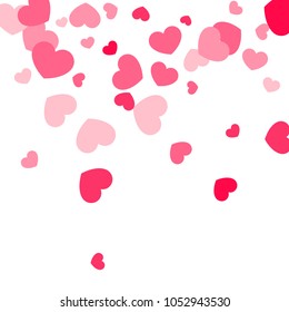 Pink Hearts Confetti Falling On White Stock Vector (Royalty Free ...