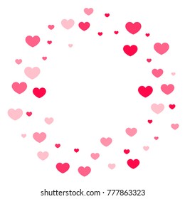 Pink Hearts Confetti Falling on White Background. Valentine's Day Pattern. Romantic Scattered Hearts Design Element. Love. Sweet Moment. Cards, Banners, Posters, Flyers, Sales, Brochure, Wallpaper.