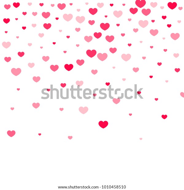 白い背景にピンクのハート紙吹雪 バレンタインデーのパターン ロマンチックなハート のデザインエレメント 愛 いい時 カード バナー ポスター チラシ 販売 パンフレット 壁紙 のベクター画像素材 ロイヤリティフリー 1010458510
