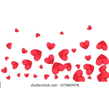 Pink hearts confetti isolated on white. Romantic emotions vector symbols. Abstract gift wrapping decoration elements. Love concept heart shapes beautiful holiday decoration.