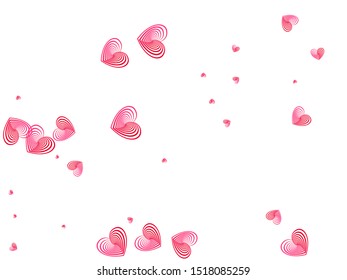 Pink hearts confetti wallpaper pattern. Romantic emotions vector symbols. Flat Valentine's card background. Amour concept hearts flying beautiful holiday decoration.