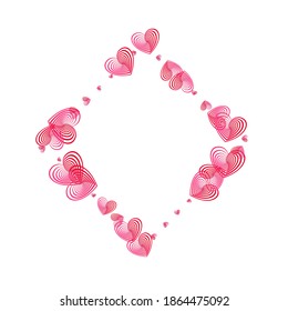 Pink hearts confetti wallpaper pattern. Love and friendship vector symbols. Cute Valentine's card background. Romantic hearts falling beautiful holiday decoration.
