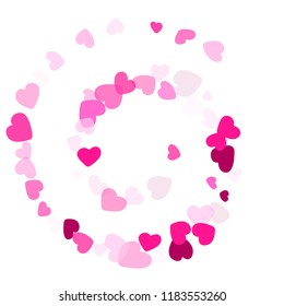 Pink hearts confetti wedding vector background. Wonderful falling hearts scatter illustration. Love concert holiday graphic design.