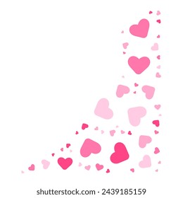 Pink hearts corner particles. Vector illustration.