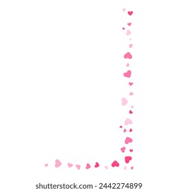 Pink hearts corner particles. Vector illustration.