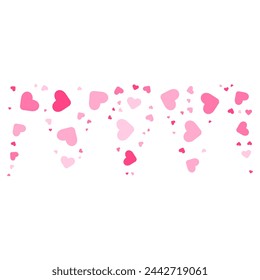 Pink hearts corner particles. Vector illustration.