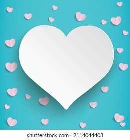 Pink Hearts Cyan Wallpaper White Big Heart