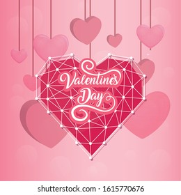 Pink hearts design of Happy valentines day love passion romantic wedding decoration and marriage theme Vector illustration