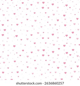 Pink hearts and dot seamless pattern
