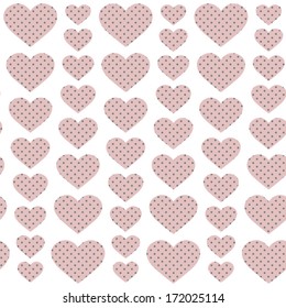 pink hearts with dots inside - seamless pattern for the background