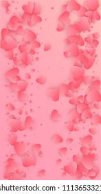 Pink Hearts Falling on Pink Background. Illustration with Pink Hearts for your Design.
 