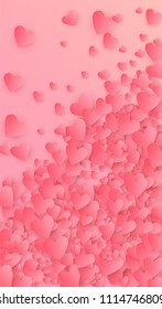  Pink Hearts Falling on Pink Background. Illustration with Pink Hearts for your Design.
    Wedding Background for Greeting Card, Invitation or Banner.
 Vector illustration
