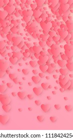  Pink Hearts Falling on Pink Background. Illustration with Pink Hearts for your Design.
    Wedding Background for Greeting Card, Invitation or Banner.
 Vector illustration