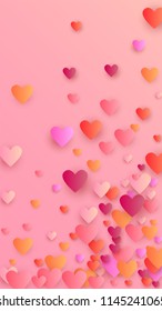  Pink Hearts Falling on Pink Background. Illustration with Pink Hearts for your Design.
    Wedding Background for Greeting Card, Invitation or Banner.
 Vector illustration