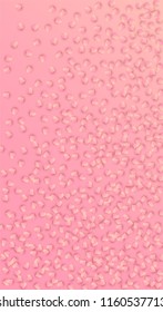  Pink Hearts Falling on Pink Background. Illustration with Pink Hearts for your Design.
   Valentines Background for Greeting Card, Invitation, Banner, Wallpaper, Flyer.
 Vector illustration