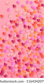  Pink Hearts Falling on Pink Background. Illustration with Pink Hearts for your Design.
    Wedding Background for Greeting Card, Invitation or Banner.
 Vector illustration