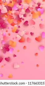  Pink Hearts Falling on Pink Background. Illustration with Pink Hearts for your Design.
    Wedding Background for Greeting Card, Invitation or Banner.
 Vector illustration