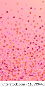 Pink Hearts Falling on Pink Background. Illustration with Pink Hearts for your Design.
   Valentines Background for Greeting Card, Invitation, Banner, Wallpaper, Flyer.
 Vector illustration