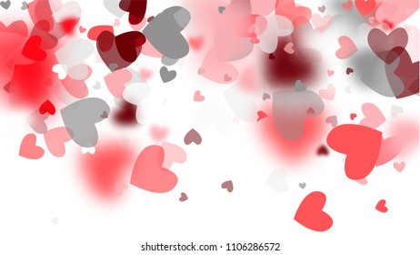  Pink Hearts Falling on White Background. Illustration with Pink Hearts for your Design. Wedding Background for Greeting Card, Invitation or Banner.

 Vector illustration.