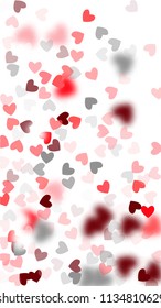  Pink Hearts Falling on White Background. Illustration with Pink Hearts for your Design. Wedding Background for Greeting Card, Invitation or Banner.

 Vector illustration.