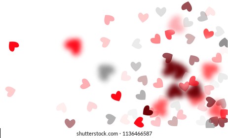  Pink Hearts Falling on White Background. Illustration with Pink Hearts for your Design. Wedding Background for Greeting Card, Invitation or Banner.

 Vector illustration.