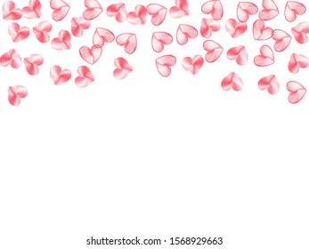 Pink hearts falling wallpaper pattern. Social media like vector symbols. Stylish Valentine's card background. Party decor hearts flying beautiful graphic design.