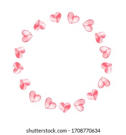 Pink hearts falling wallpaper pattern. Love and friendship vector symbols. Abstract anniversary celebration background. Party decor hearts flying beautiful graphic design.