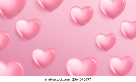 Pink hearts festive background. Graphic template for Valentine's Day greetings or Wedding Day invitations. Vector illustration.