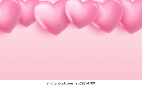 Pink hearts. Festive background for Valentine's Day greetings or Wedding Day invitations. Vector illustration.