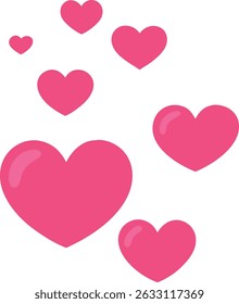 Pink hearts floating on a white background decorative vector graphic element