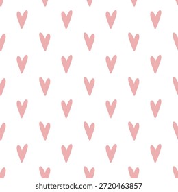 Pink hearts form a seamless pattern on a white background, representing love and romance