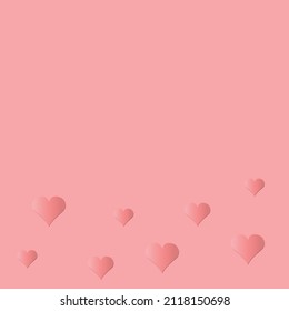 pink hearts with gradient on pink background