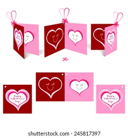 Pink hearts in greeting card