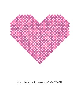 Pink hearts with halftone effect isolated on white background