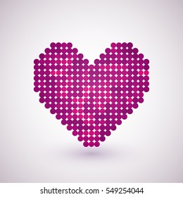 Pink hearts with halftone effect isolated on white background