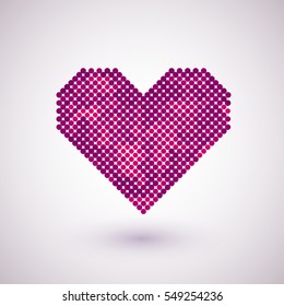 Pink hearts with halftone effect isolated on white background