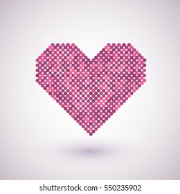 Pink hearts with halftone effect isolated on white background
