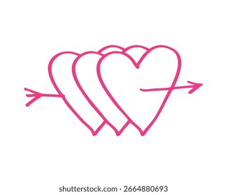 Corazones rosados elemento dibujado a mano