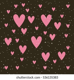 pink hearts icons over black background.love card concept. colorful design. vector illustration