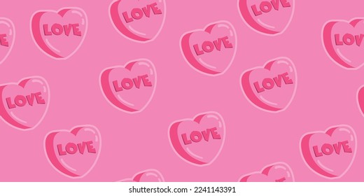 Los corazones rosados como barras de jabón, patrón sin costura. Para la impresión y el diseño, los papeles pintados e ilustraciones sin fisuras. Papel mural de corazones de amor.