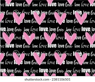 pink hearts with love print