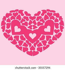 Pink hearts on  background