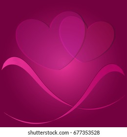 Pink hearts on a pink background