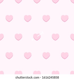 Pink hearts on pink background pattern, seamless background, can use for design, Valentine concept, vector.
