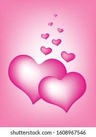 Pink hearts on pink background. Vector illustration, EPS10