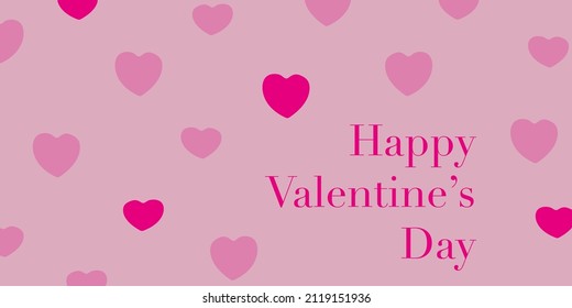 Pink hearts on the pink background. Vector flat illustration for web page. Romantic card. Happy Valentine's day banner. Abstract heart shapes, with love for you.