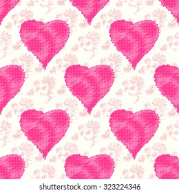 pink hearts on a beautiful gentle background seamless pattern vector illustration