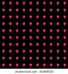 Pink hearts on black background. Seamless pattern.