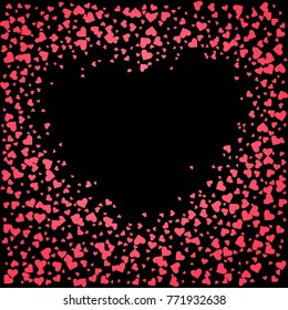 Pink hearts on a black background